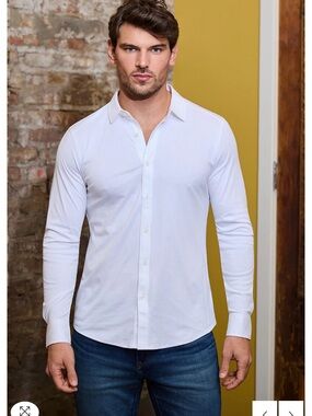 Raffi Men's White Slim-Fit Long Sleeve Button-Down Shirt